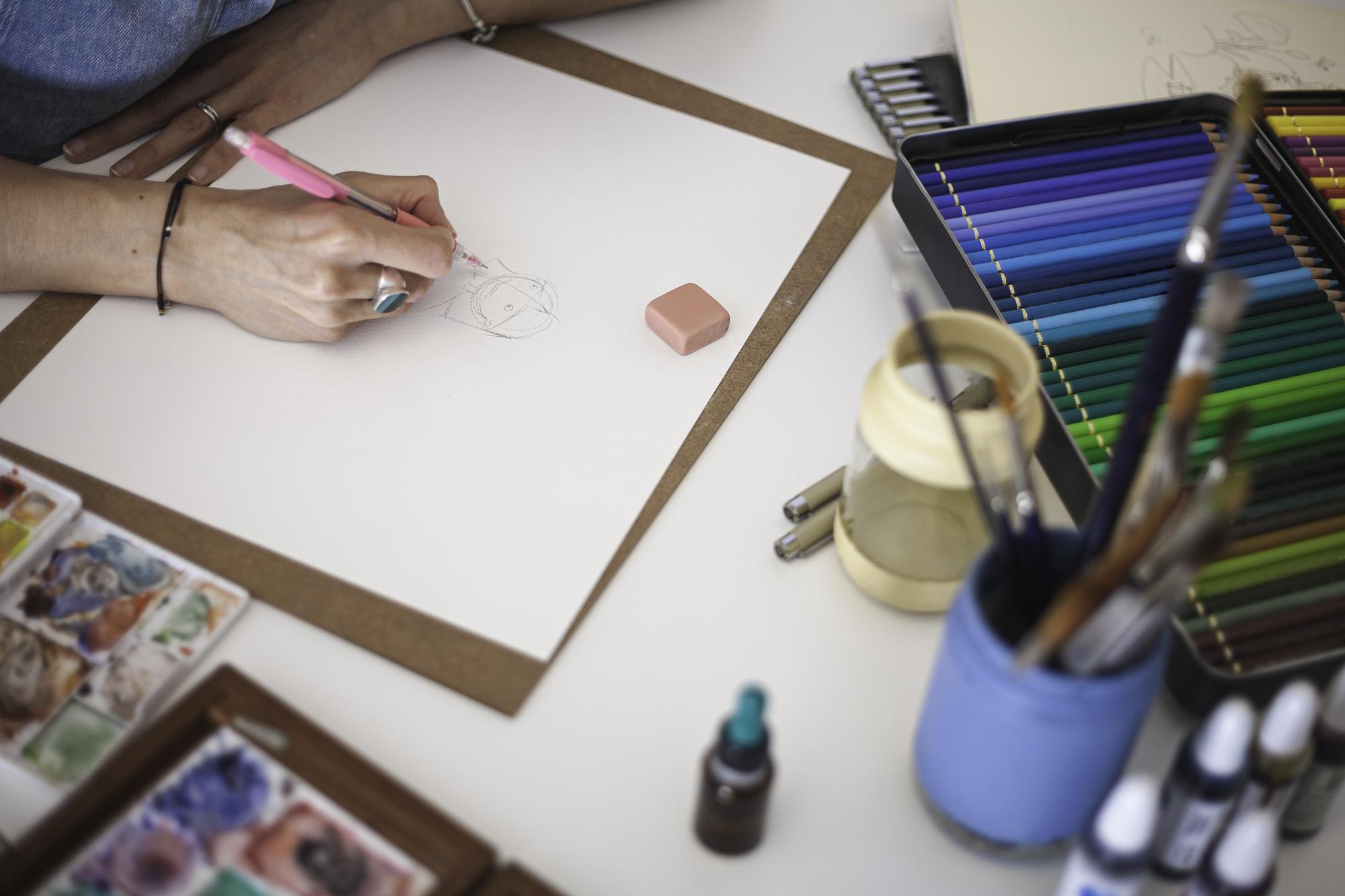 Pattern sketches and color swatches